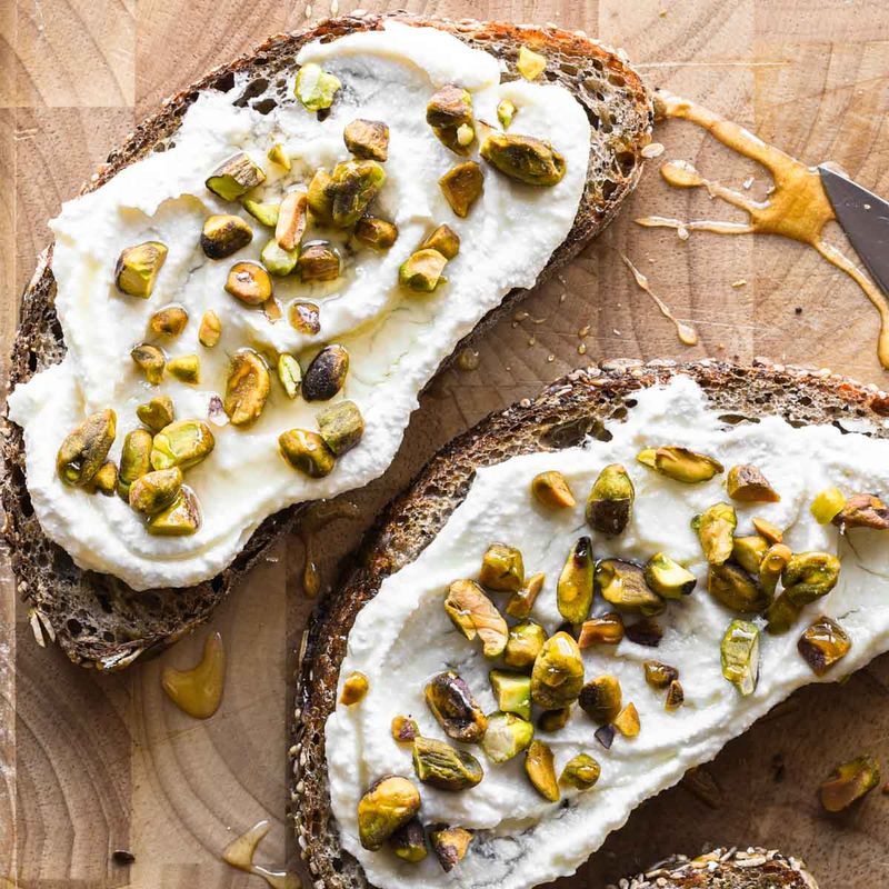 Ricotta Toast With Honey and Pistachios