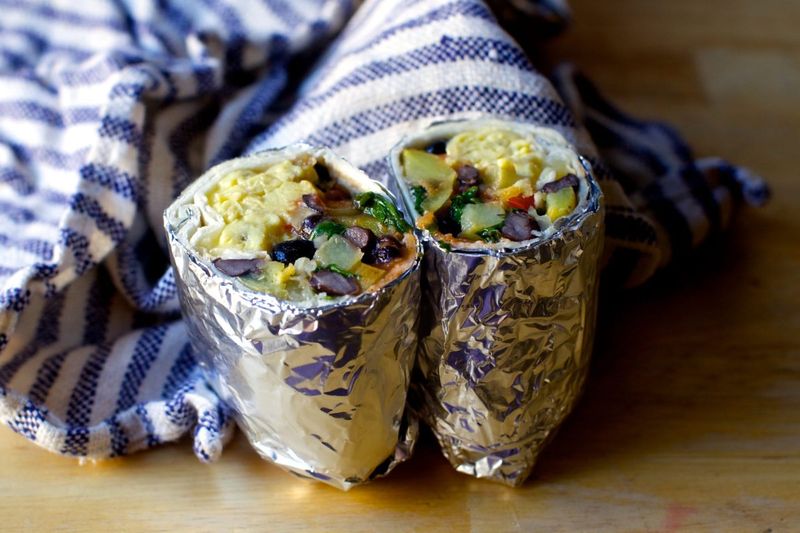 Microwave Burrito with Raw Veggies: Textural Disaster