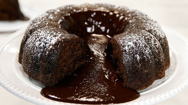 Chocolate Lava Bundt Cake with Gooey Caramel Center