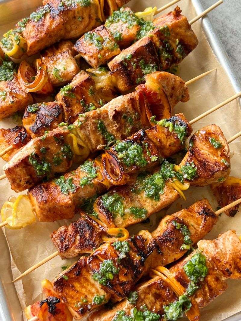 Lemon Herb Salmon Kabobs