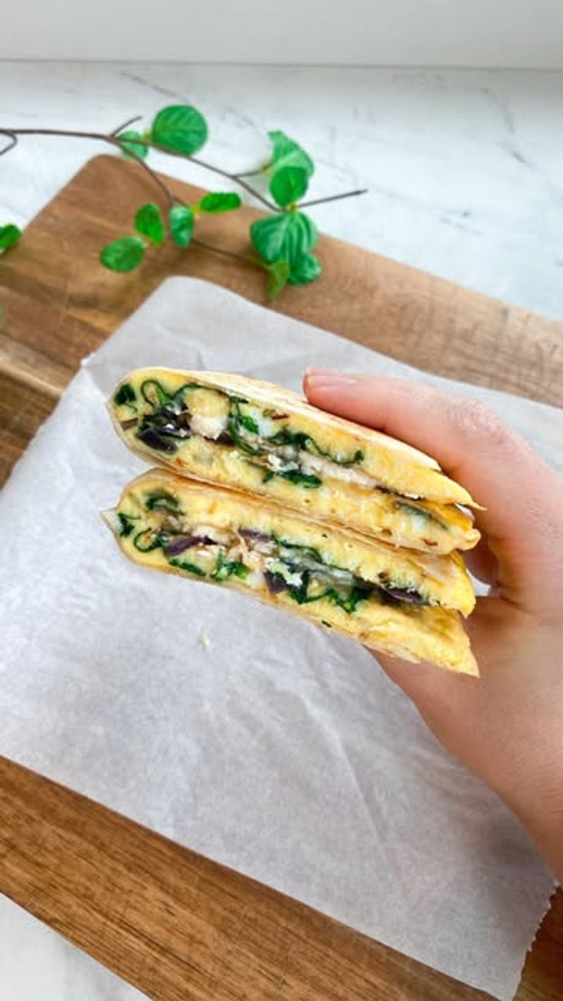 Cheesy Egg Quesadilla with Spinach