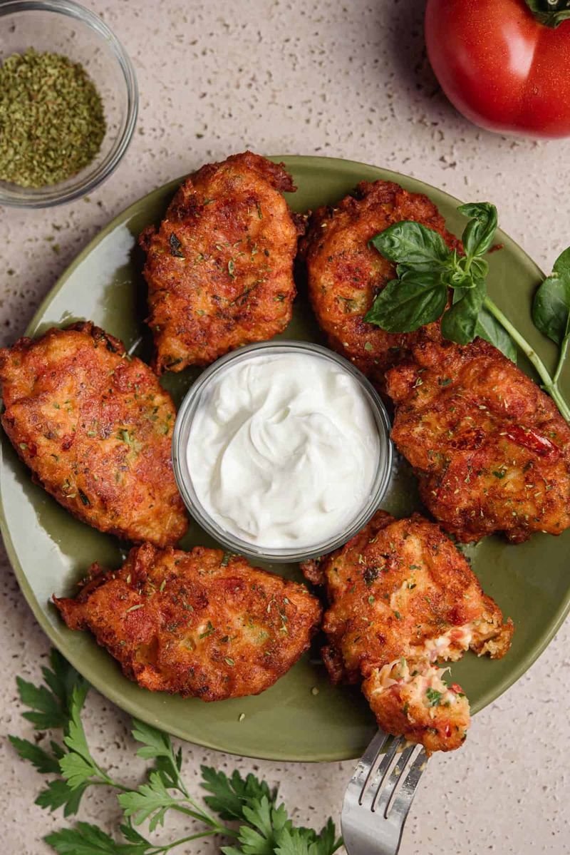 Greek Tomato Feta Fritters