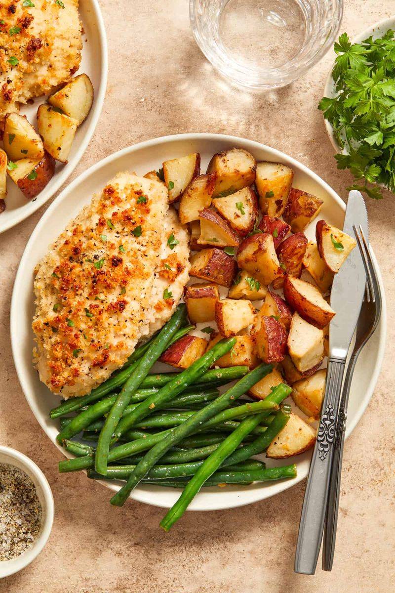 Parmesan-Crusted Chicken with Veggies