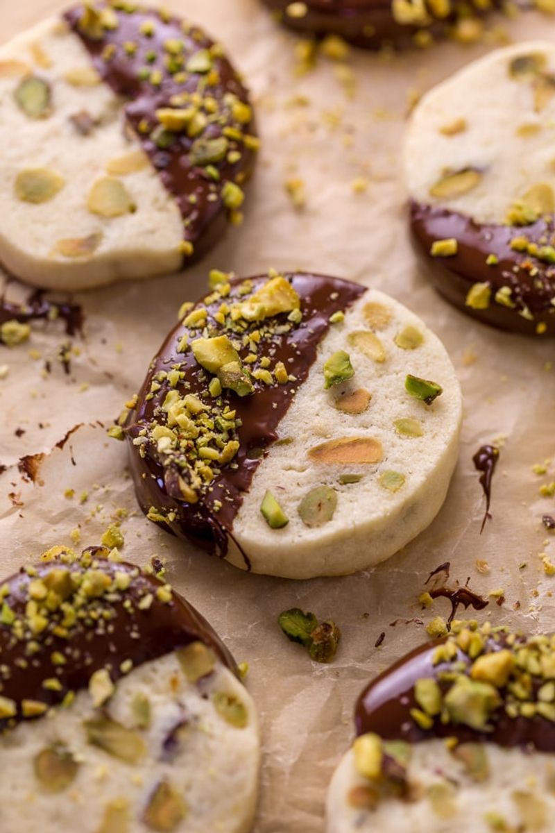 Salted Chocolate Pistachio Shortbread