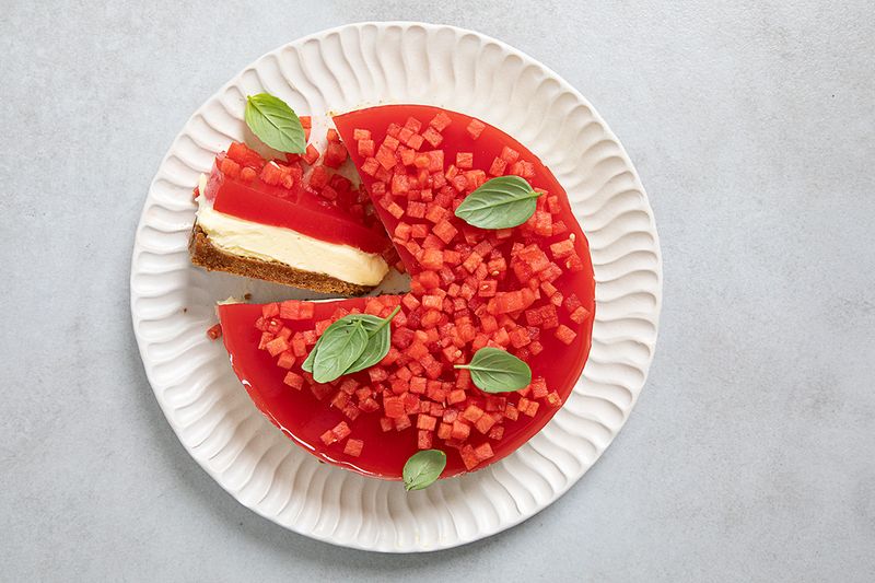 Watermelon Syrup Cheesecake