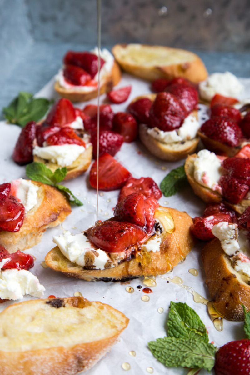 Sweet Strawberry Goat Cheese Bruschetta
