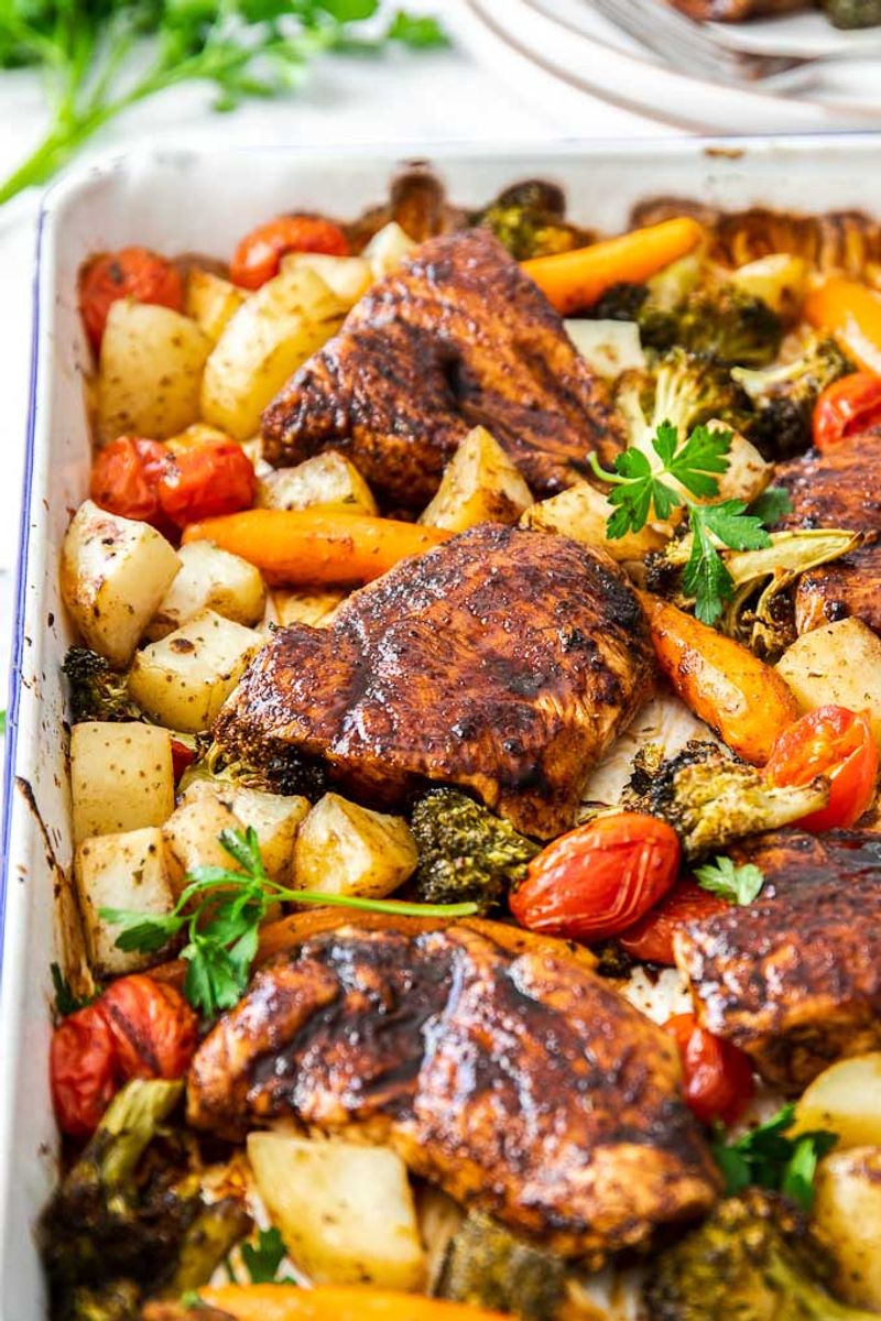 Balsamic-Glazed Chicken with Root Veggies